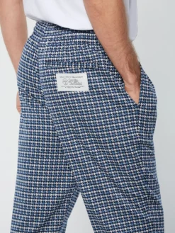Dallas Houndstooth Track Pant- Maritime Blue