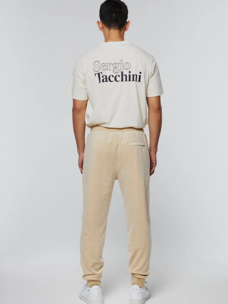 Damarindo Velour Track Pant-Cement/ Gardenia