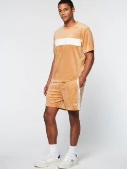 Debossed Damarindo Velour T-Shirt- Meerkat
