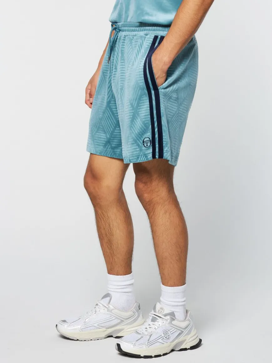 Debossed Damarindo Velour Short- Larkspur