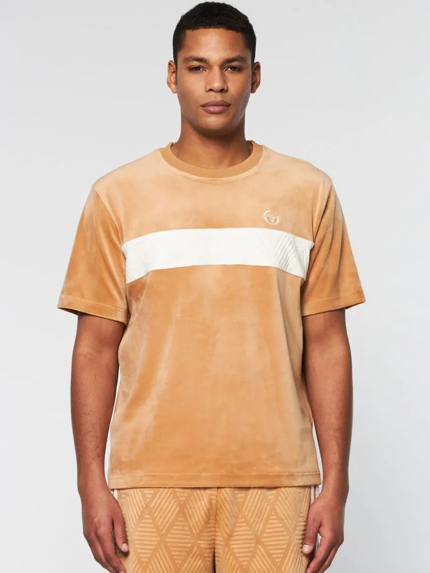 Debossed Damarindo Velour T-Shirt- Meerkat