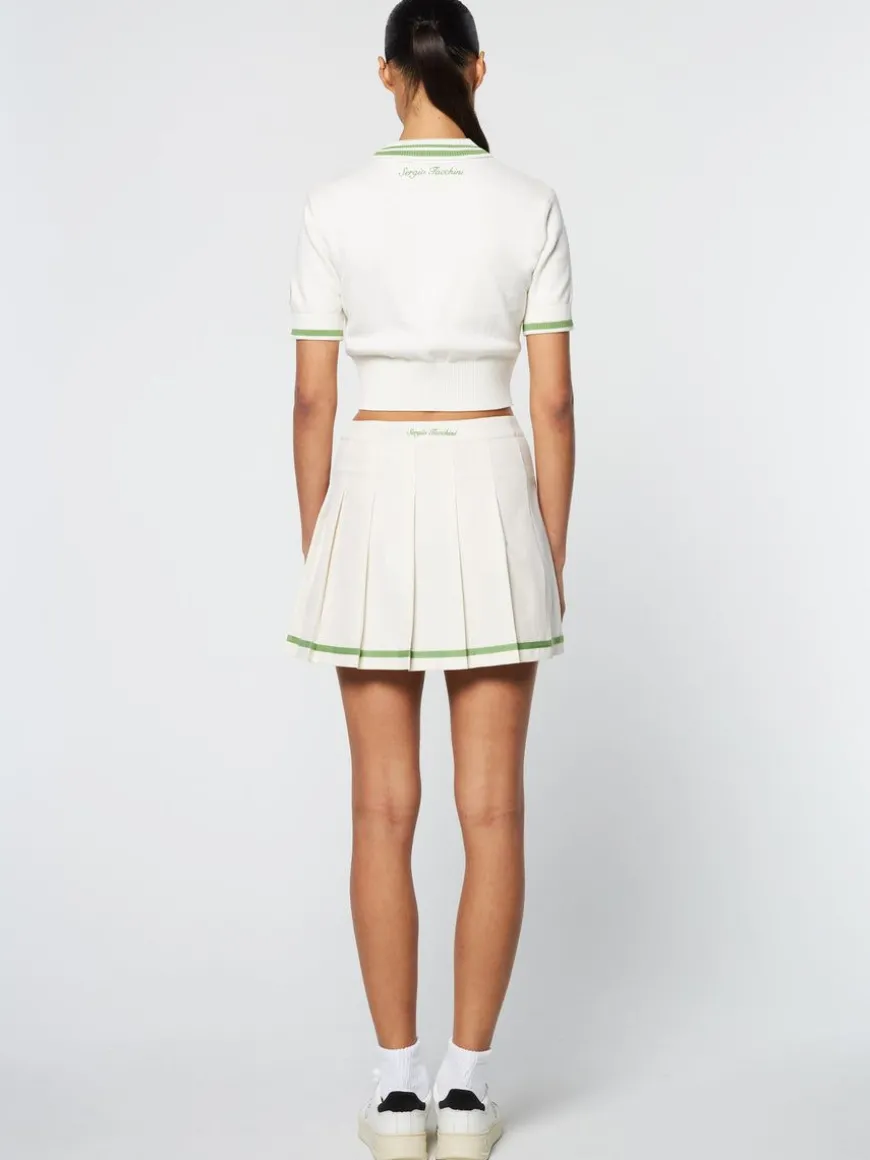 Perla Knit Cropped Polo- Gardenia