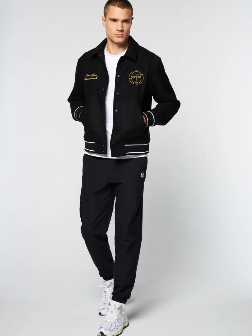 Prep Wool Varsity Jacket- Black