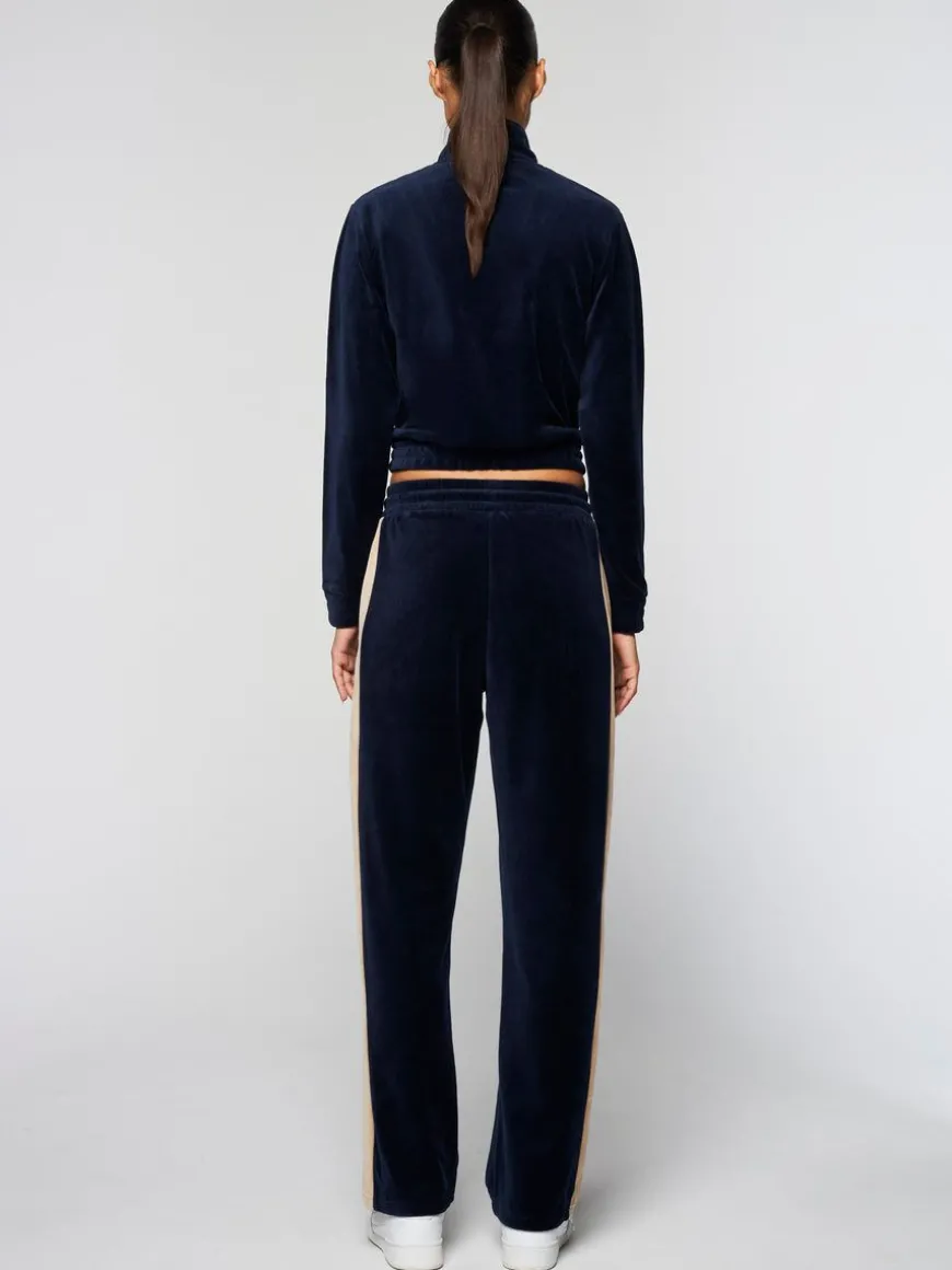 Sara Velour Track Jacket- Maritime Blue